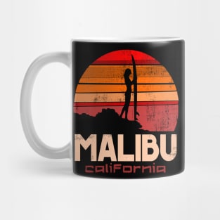 Malibu california surf beach girl sunset Mug